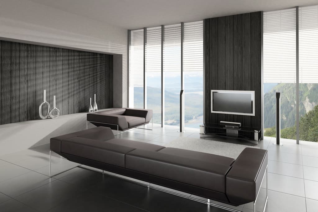Styled modern living room staged for guests