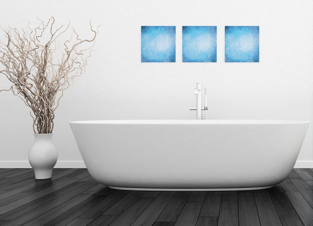 Spotless modern bathroom with a freestanding bathtub